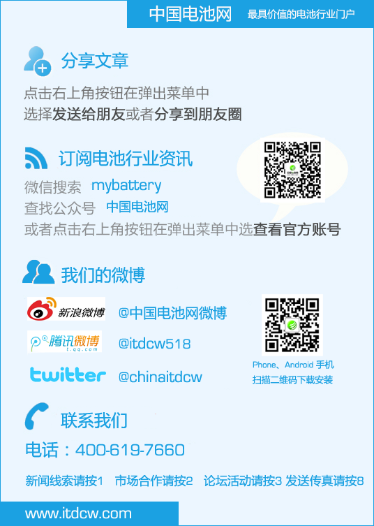 中國電池網微信  微號：mybattery