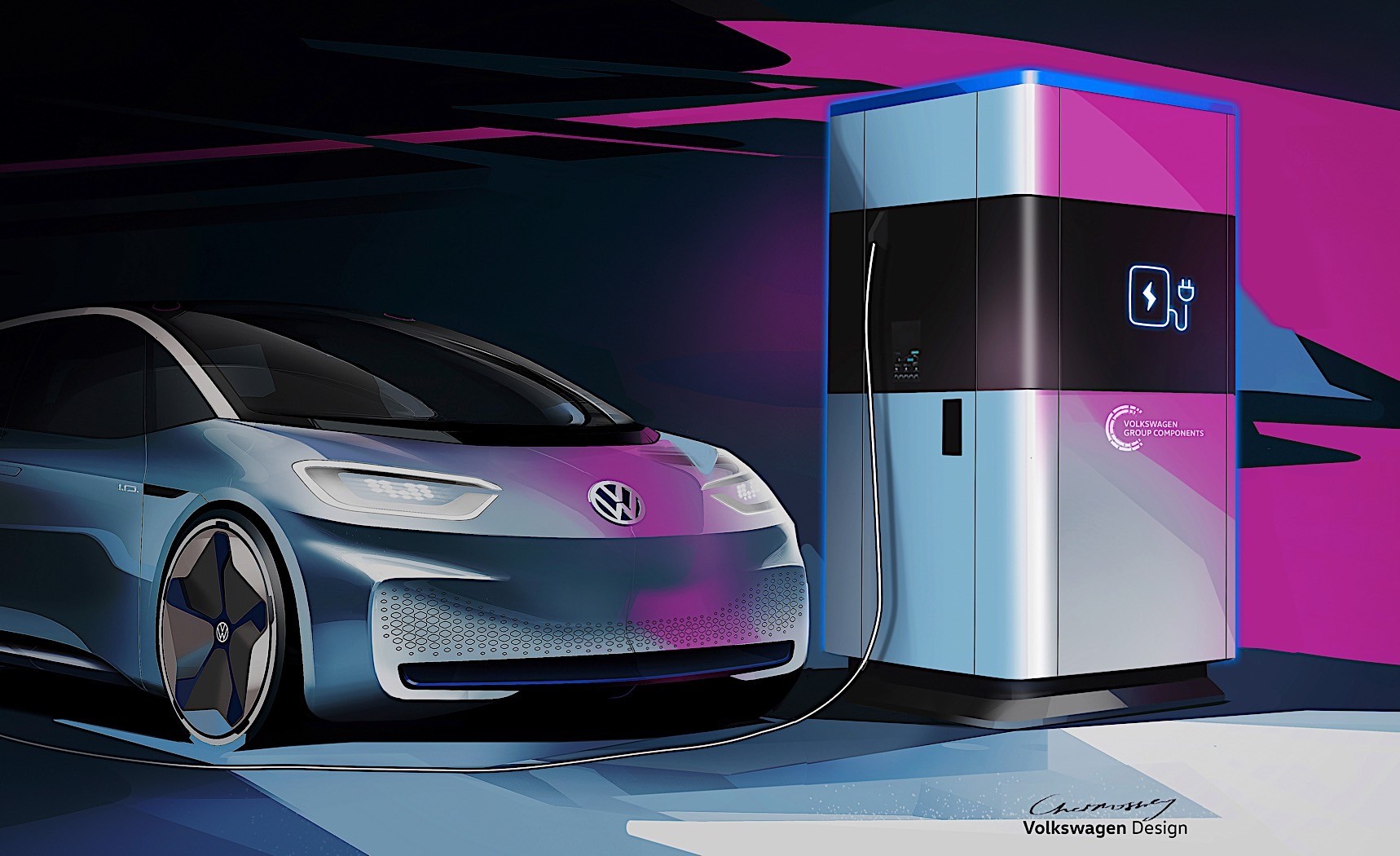 大眾推新型移動充電站 可同時(shí)給4輛車充電