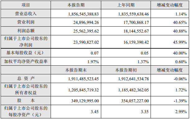 2019年度主要財(cái)務(wù)數(shù)據(jù)和指標(biāo)（單位：元）