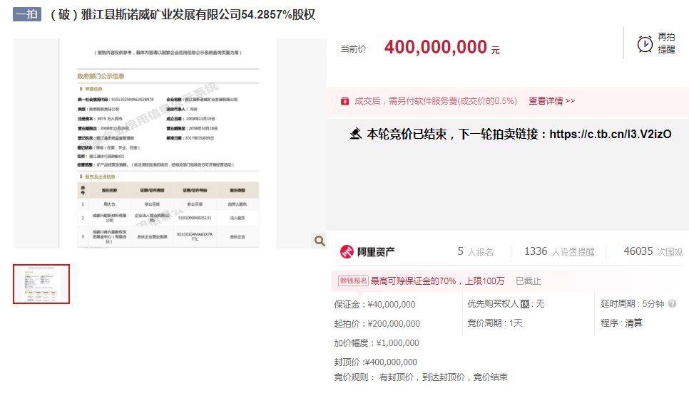 4億封頂價(jià)！22分鐘結(jié)束首輪拍賣！國(guó)內(nèi)鋰礦拍賣也瘋狂？