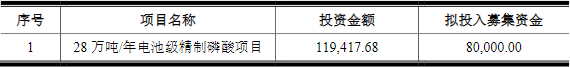 六國化工本次募集資金使用計劃（單位：萬元）