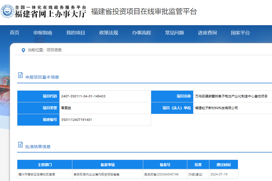 坐標(biāo)福建福州！萬噸級硬碳暨鈉離子電池基地迎新動態(tài)